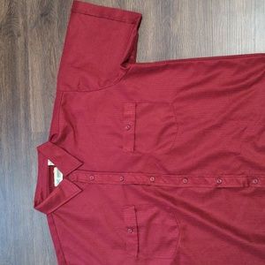 Haband Men's Size XL Vintage Polyester Thin Red Short Sleeve Button Down…